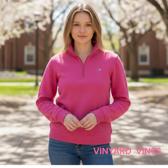Vineyard Vines Pink Zip Sweatshirt M - Picture 1 of 4
